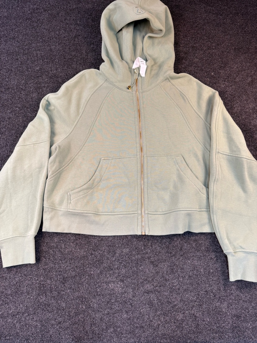 lululemon athletica Sage Green Zip-Up Scuba Crop Jacket Gold Zipper